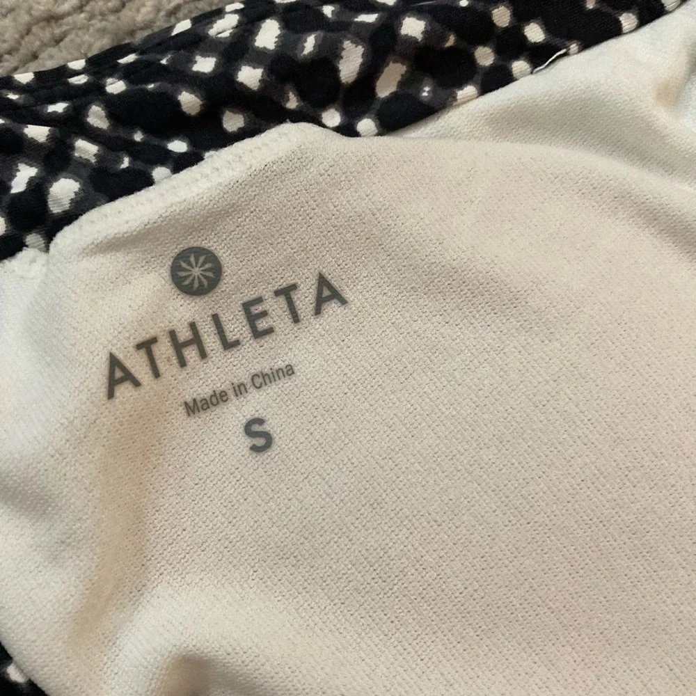 Athleta Bathing Suit Top Size Small‎ Bikini Black White Neutral All Over Pattern